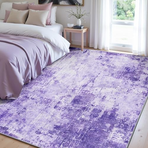 RELEANY Washable 7'x9' Abstract Area Rug for Living Room Purple - Image 2