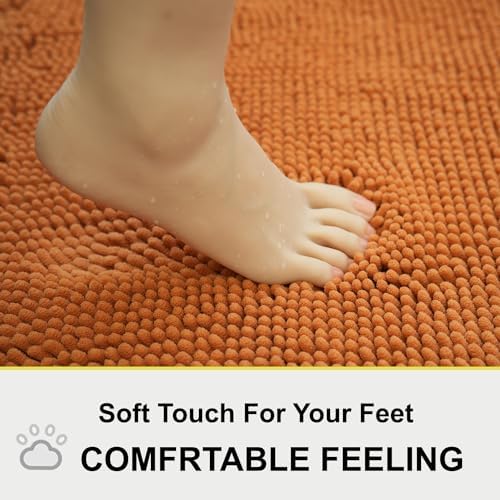 Bathroom Rugs Chenille 3-Piece Extra Soft and Absorbent Shag Bathroom Rugs, Machine Wash Mat, Strong PVC Non-Slip Underside, Plush Carpet Mats (Champagne) - Image 4