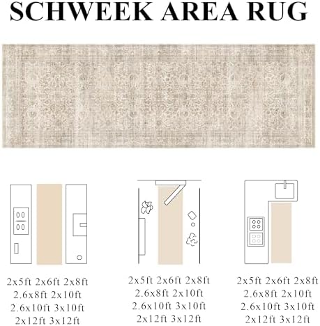 Schweek 2x10 Beige Washable Kitchen Runner Rug Long Runners for Hallway - Image 2