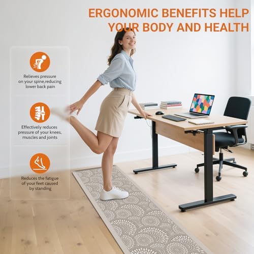 Mattitude Kitchen Mat, 17.3x60in Heavy Duty Ergonomic Comfort Foam Standing Desk Mat, Waterproof Non-Slip Standing Mats and Rugs for Kitchen, Office, Laundry, Khaki - Image 6