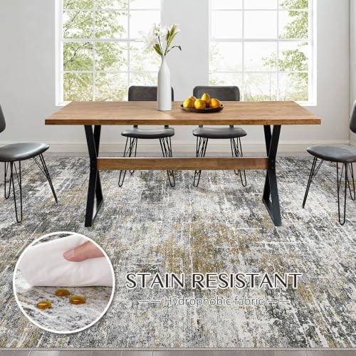kakania Abstract 10x12 Area Rugs for Living Room: Washable Rugs Black Gold - Image 5