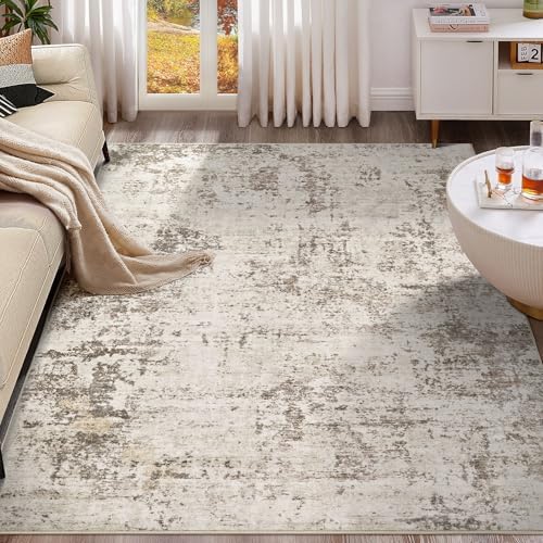 UERMEI 8x10 Washable Area Rug - Neutral Modern Abstract Living Room Rugs, Non-Slip Soft Large Indoor Floor Carpet for Bedroom Home Office & Under Dining Table Decor, Dark Brown - Image 3