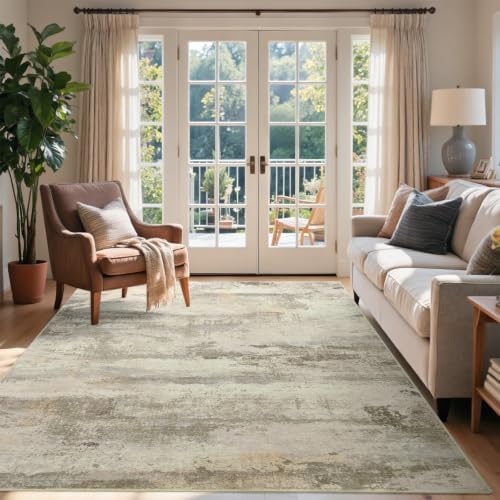 5x7 Ft Abstract Washable Area Rugs for Living Room Beige - Image 3