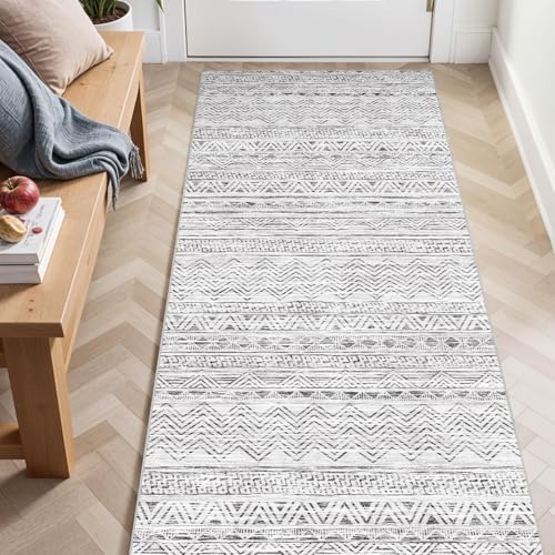 Ksrau 3x6 Runner Rug Washable Moroccan: Non Slip Hallway Floor Mat Grey by Ksrau