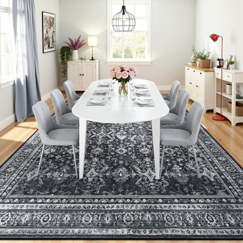 9x12 Area Rugs for Living Room, Black Washable Non-Slip Large Carpet - Image 3