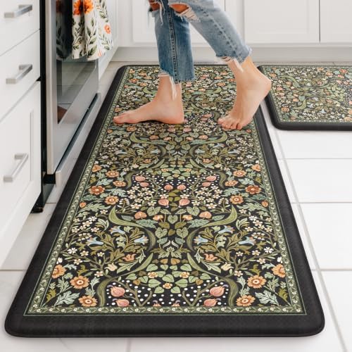 Collive Kitchen Rugs Sets of 2 Cushioned Anti Fatigue, 20"x47"+20"x32" by Collive