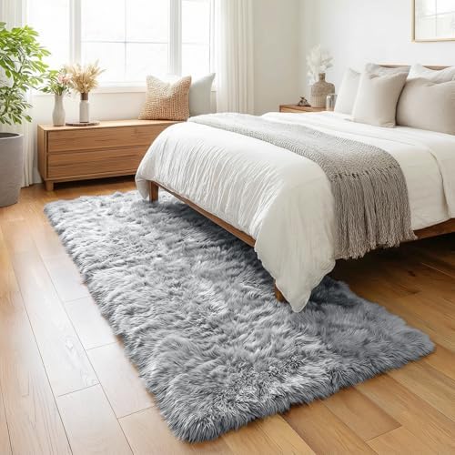 Grey Runner Rugs for Hallway 2x6 Ft, Long Bedside Rugs Bedroom Kids - Image 5