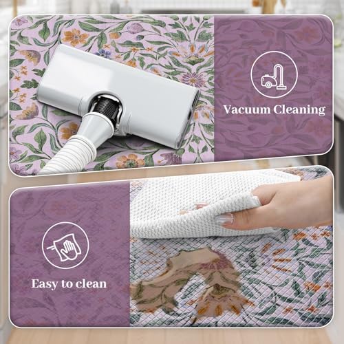 KIMODE Anti Fatigue Kitchen Mat,Cushioned Boho Flower Kitchen Rug Sets of 2 - Image 5