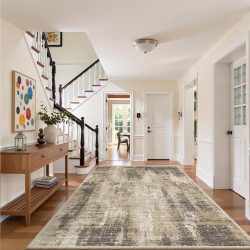 Valenrug 9x12 Area Rug, Abstract Large Washable Rugs for Living Room Taupe - Image 5