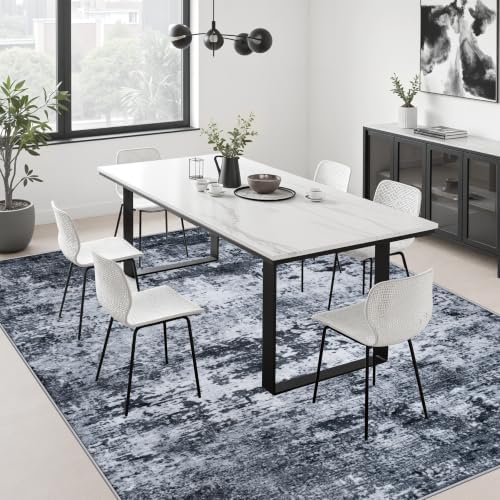 8x10 Area Rug Living Room: Modern Washable Indoor Carpet Black - Image 4