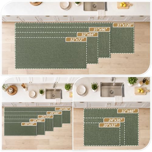 BEQHAUSE Kitchen Runner Rugs 24"x72", Kitchen Mats for Floor, Green - Image 2