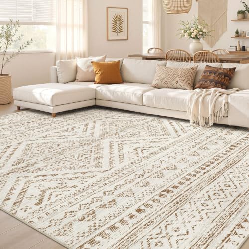Nakagishi Boho 8x10 Area Rug Living Room Rugs Machine Washable Brown/Beige by NakagishiAreaRug
