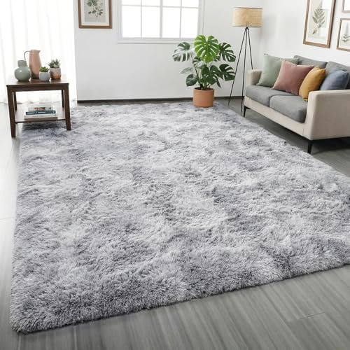 Grey Shaggy Abstract Area Rugs 6x9 Feet, Plush Fluffy Rugs for Living Room - Image 5