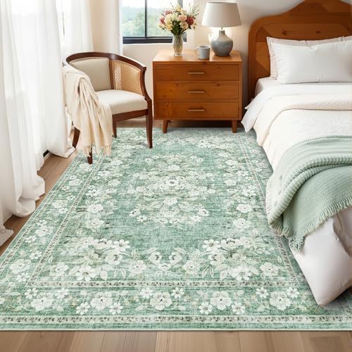 GarveeHome 4x6 Vintage Floral Rug for Living Room Flower Bordered Carpets by GarveeHome