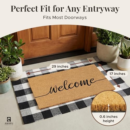 Coir Welcome Mat, Non-Slip, Welcome Classic 8, 17x29 in - Image 2