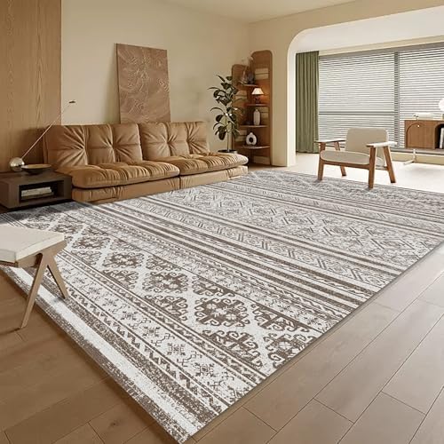 RUGSURE Washable Area Rugs 6' x 9' - 1/6 Thick - Moroccan-Inspired -Stain & Water Resistant Non-Slip - Resistant Rug for Living Room, Bedroom, Nursery, Pet & Child Friendly (Brown) by RUGSURE