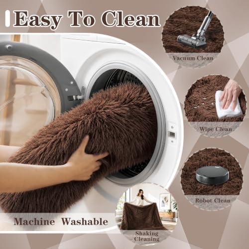 9x12 Area Rugs for Living Room: Soft Brown Fluffy Rug Shag Washable Rug Plush Fuzzy Indoor Carpet for Bedroom Nursery Playroom Girls Boys Kids Room (Brown, 9'x12') - Image 5