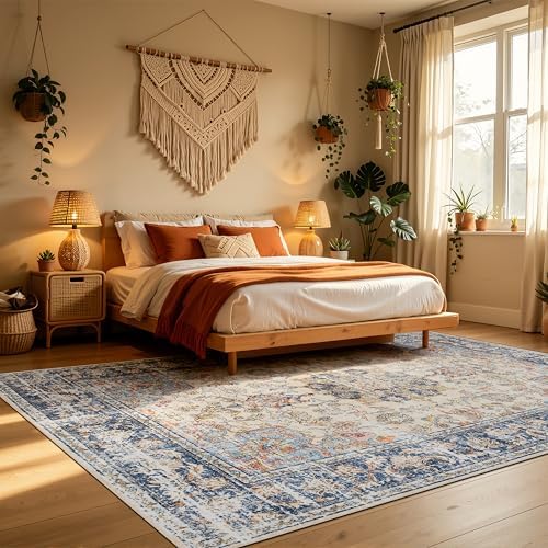 Ruaruarug Washable Area Rug 8×10 for Living Room, Ultra Soft, Navy Brown - Image 7