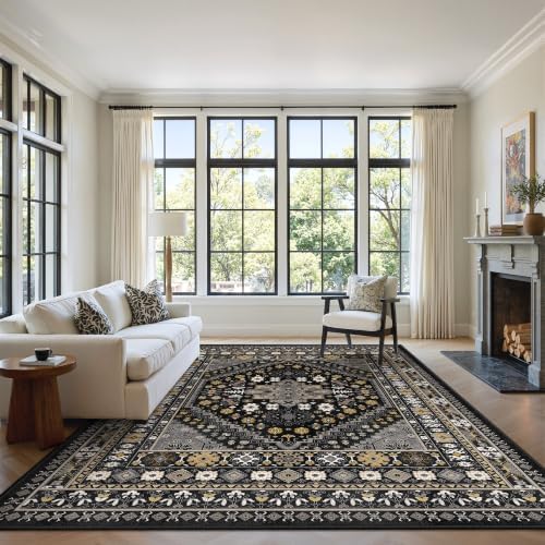 zesthome 5x7 Area Rugs for Living Room,Large Washable Rug,Black - Image 3