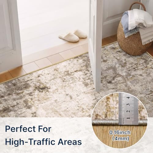 Washable 4'x6' Abstract Area Rug for Bedroom Living Room - Image 3