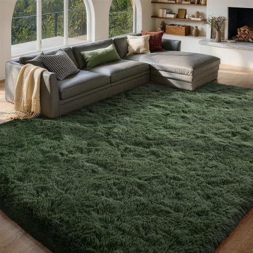 6x9 Large Rugs for Living Room Fluffy Carpet (Green) by FinRe%CC%80cHome