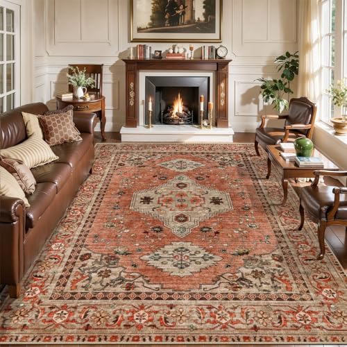 Tangsoo Boho 6x9 Washable Area Rugs for Living Room, Oriental Non Slip Rug by Tangsoo