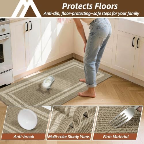 COSY HOMEER Kitchen Rugs Sets of 2 Non-Slip Washable,20"x30"+20"x48" - Image 6