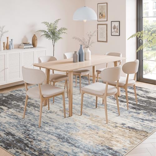 6x9 Area Rug for Living Room, Abstract Washable Non-Slip Rugs, Grey/ Blue - Image 3