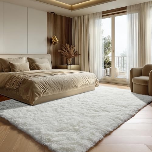 ONASAR Cream White 8x10 Area Rugs for Living Room, Large Fluffy Shag Bedroom Rug, Ivory Soft Plush Thick Shaggy Big Floor Carpet for Kids Boy and Girls Teen Dorm Nursery Indoor Home Decor - Image 5