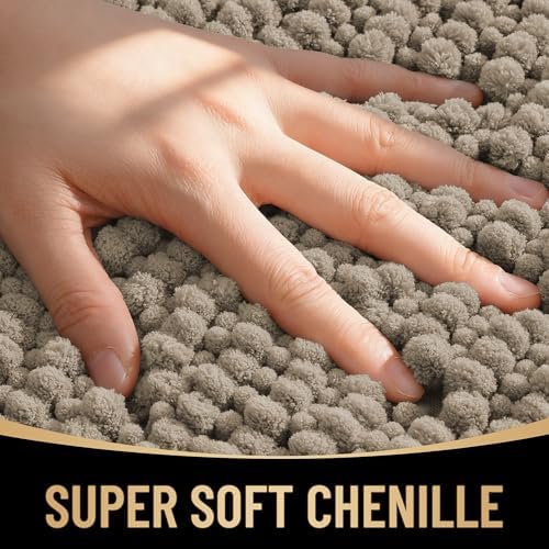 OLANLY Thick Chenille Bathroom Runner Rugs Mats 44x24, Warm Taupe - Image 2