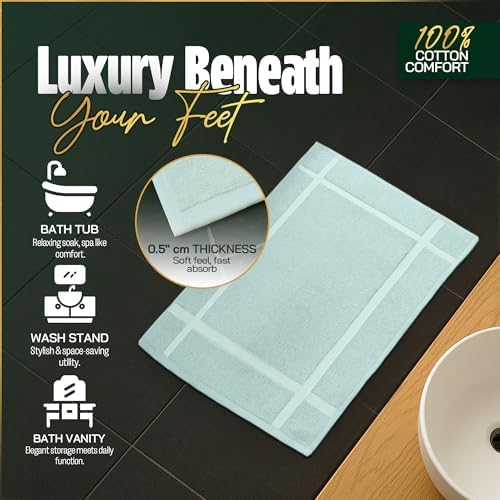 Pearl Linens 6 Pack Cotton Bath Mats for Bathroom, 20" X 30", Mint Green - Image 6
