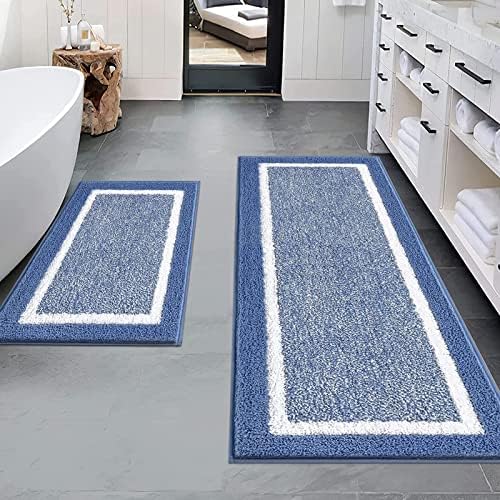 Pauwer Bathroom Rugs Sets 2 Piece, Non Slip Washable Bath Mat, Blue by Pauwer