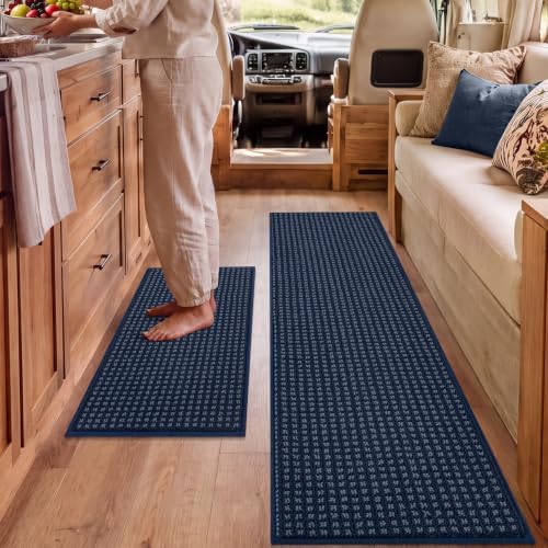 hicorfe Waffle Kitchen Runner Rugs Set of 2,Non Slip Kitchen Mats for Floor by Hicorfe