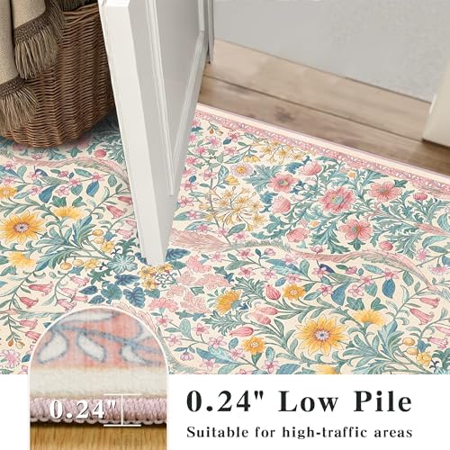 2x6 Floral Runner Rug for Kitchen Washable Hallway Runner Rug - Image 6