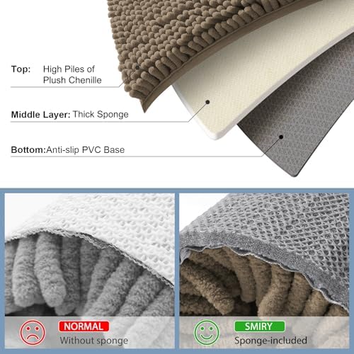 Smiry Bathroom Rugs 45X27, Luxury Chenille Extra Soft Absorbent Bath Mat - Image 5