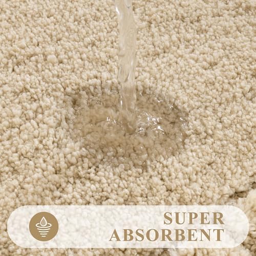 Pauwer Bathroom Rugs Sets 3 Piece, Microfiber Bath Mat Set, Light Beige - Image 4
