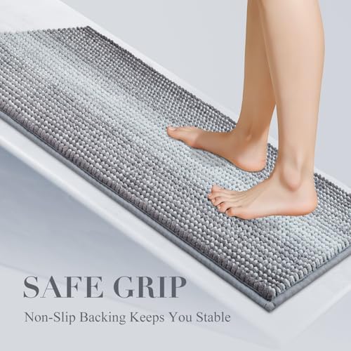 BSICPRO Bathroom Rugs, 17x24 Chenille Bath Mats, Stone Blue - Image 4
