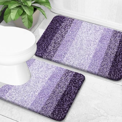 OLANLY Micorfiber Bathroom Rug Set 2 Piece, Absorbent Bath Mats, Violet by OLANLY