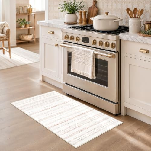 Nakagishi Boho 2x4 Washable Area Rug Non Slip Carpet for Entryway Beige - Image 2