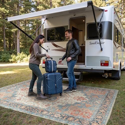GENIMO Indoor Outdoor Rug, Washable for Patio and Deck, Peach Blue, 4x6 - Image 4