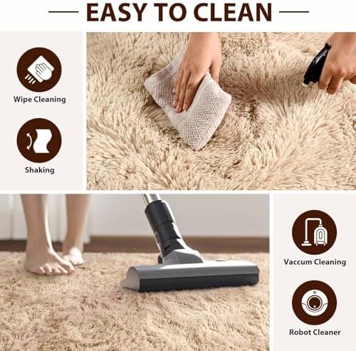 6x9 Large Rugs for Living Room Fluffy Carpet (Light Tan) - Image 6