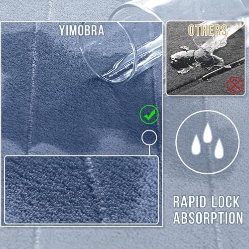 Yimobra Memory Foam Bath Mat Set 3 Pieces- Super Soft Absorbent Quick Dry Bathroom Rug Sets, Machine Washable Non Slip Floor Carpet for Tub Shower, Vanity & Toilet Base, Denim Blue - Image 4