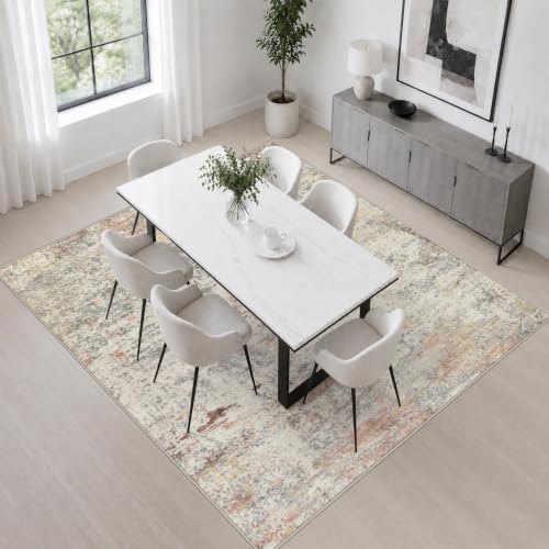 Area Rug Living Room: 5x5 Modern Washable Indoor Soft Carpet Taupe - Image 4