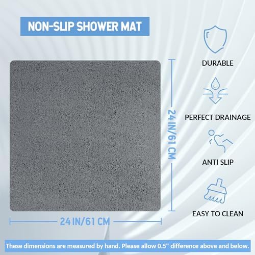 Hargiis Non Slip Shower Mat, Anti Slip Bath Mat, Quick Drying Bath Tub Mats, Foot Scrubber Mat, Anti Slip Mat for Tub, Floor, Bathroom, Home, Kitchen, Hotel (Grey 24”x24”) - Image 2