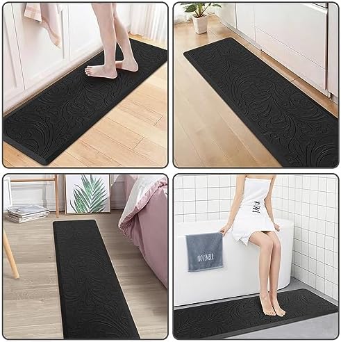 KMAT Kitchen Mat Cushioned Anti-Fatigue Waterproof Non-Slip Standing Mat Ergonomic Comfort Rug for Home,Office,Sink,Laundry,Desk 17.3" (W) x 60"(L),Black - Image 4