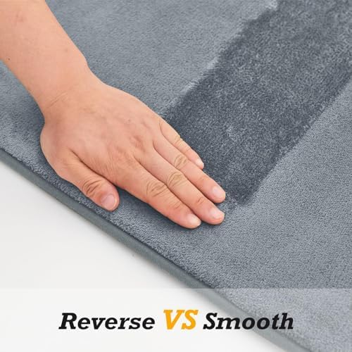 HUXMEYSON Bathroom Rugs Sets 3 Piece, Non-Slip & Quick Dry Bath Mat Set, Ultra Soft Velvet Bath Rugs for Bathroom, Toilet and Shower Floor, Grey - Image 3