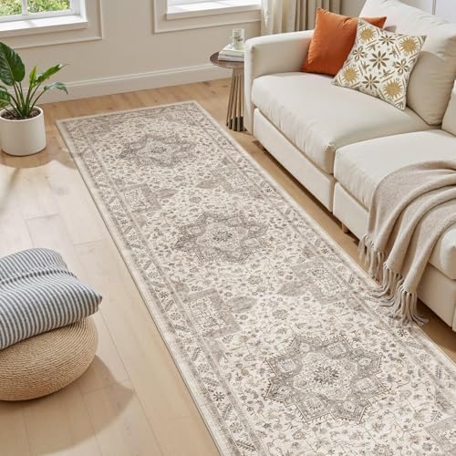 cotiled 2x10 Hallway Runner Rug for Entryway, Non-Slip Vintage, Light Brown by COTILED
