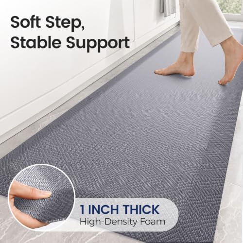 1" Extra Thick Anti Fatigue Kitchen Mats for Floor Standing Desk Mat, Grey - Image 2
