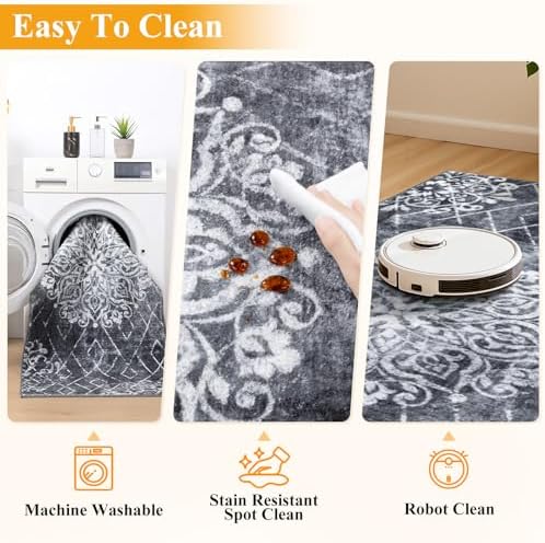 HEBE Boho Kitchen Rugs Set of 3, Non Slip Washable Kitchen Mats for Floor - Image 4