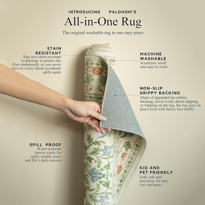 3x5 Small Area Rugs for Entryway: Machine Washable Rug Stain Resistant Non Slip Low Pile Soft Faux Wool Lightweight Entry Rug for Bedroom Living Room Kitchen Bathroom Laundry Office Front Door Indoor - Image 2